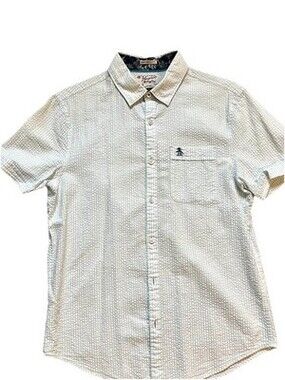 Original  Penguins Heritage Slim Mint Green Seer Sucker Shirt . Medium. Preppy